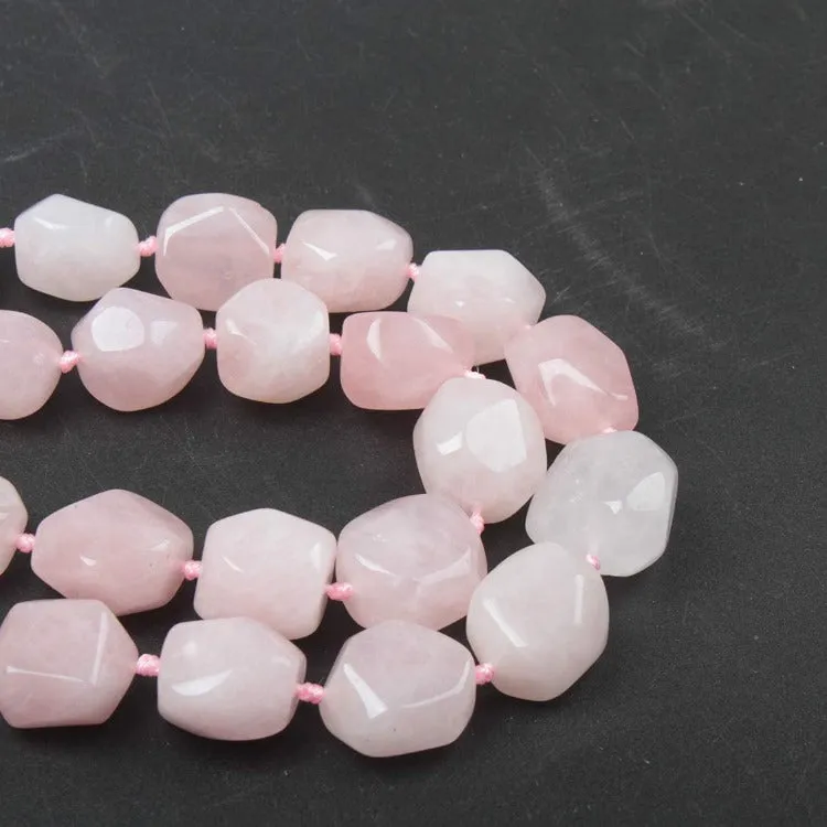 Women's Chunky Beaded Necklace - Natural Pink Rose Quartz Necklace