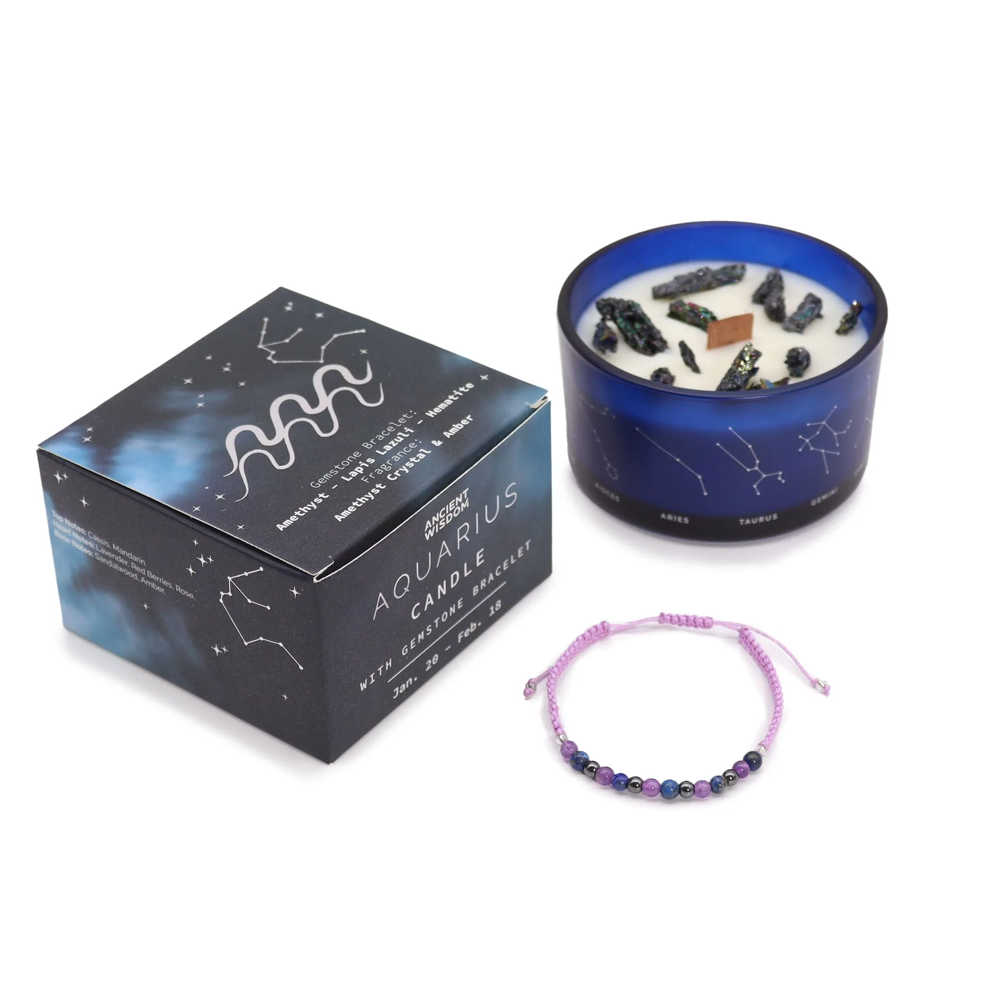 Zodiac Candle with Crystal Bracelet