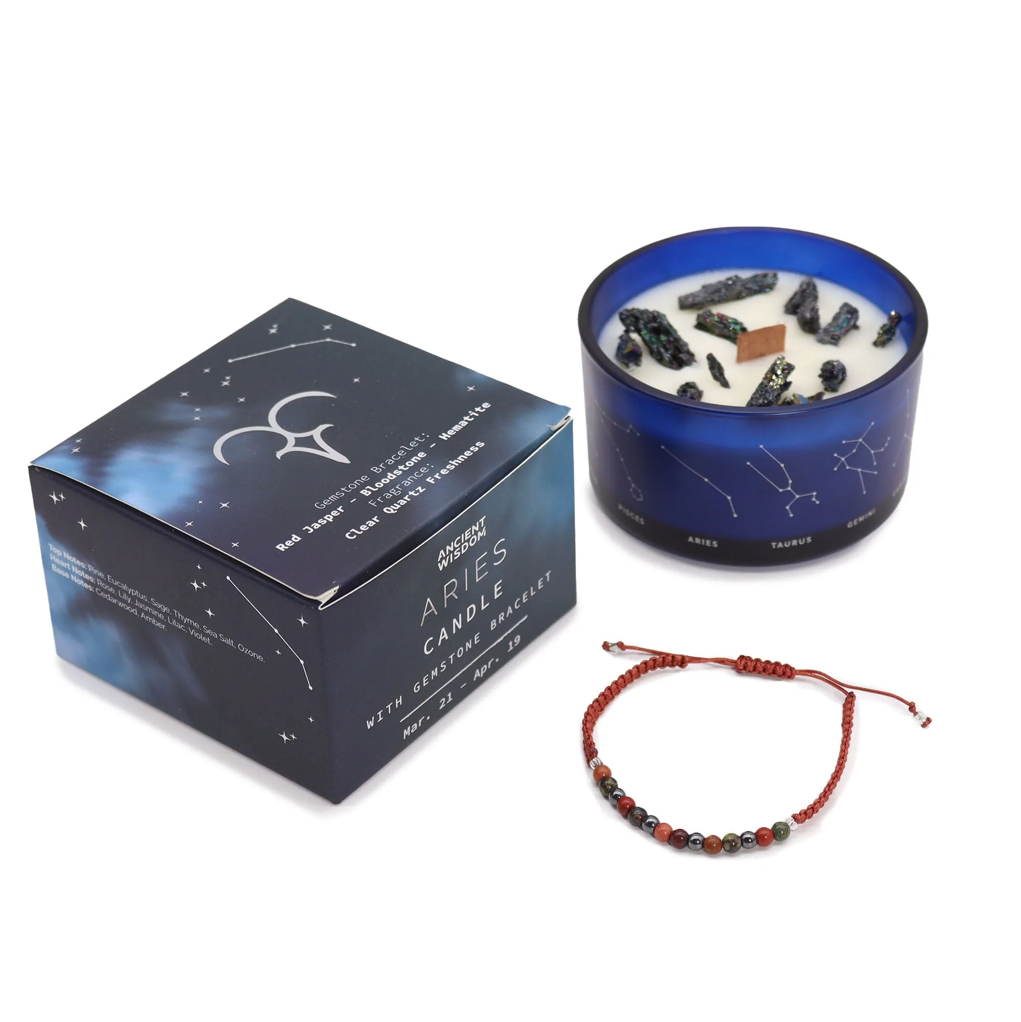 Zodiac Candle with Crystal Bracelet