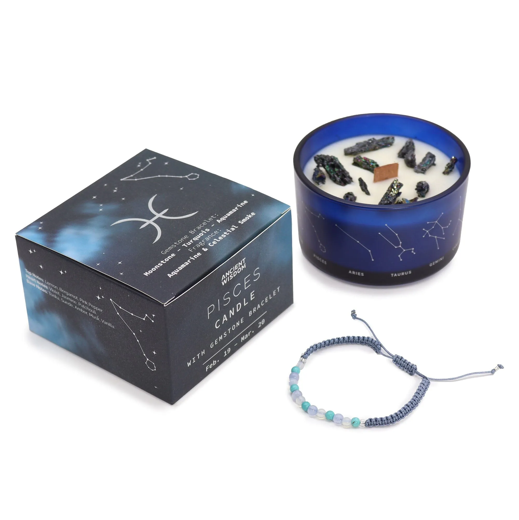 Zodiac Candle with Crystal Bracelet