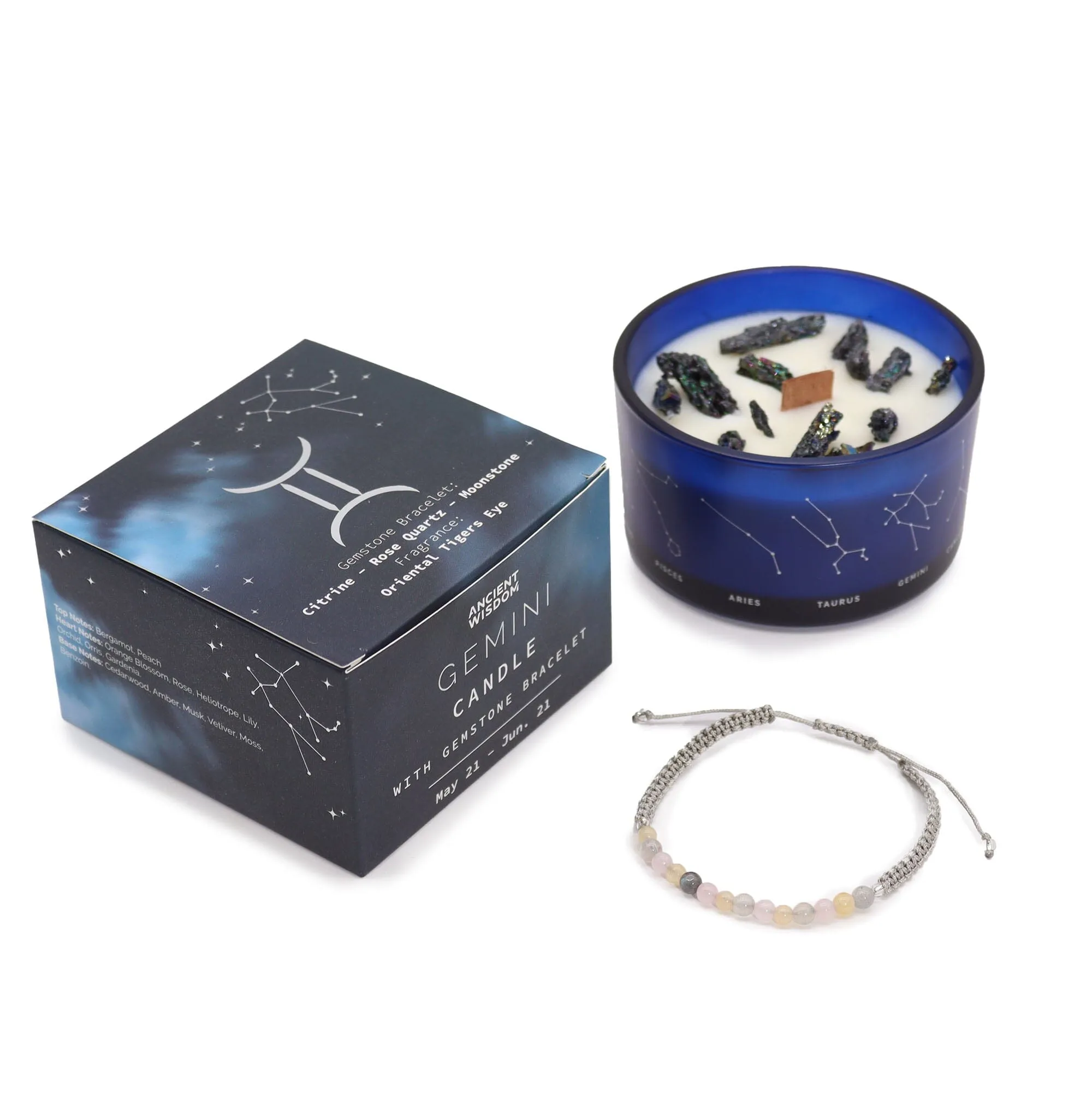 Zodiac Candle with Crystal Bracelet