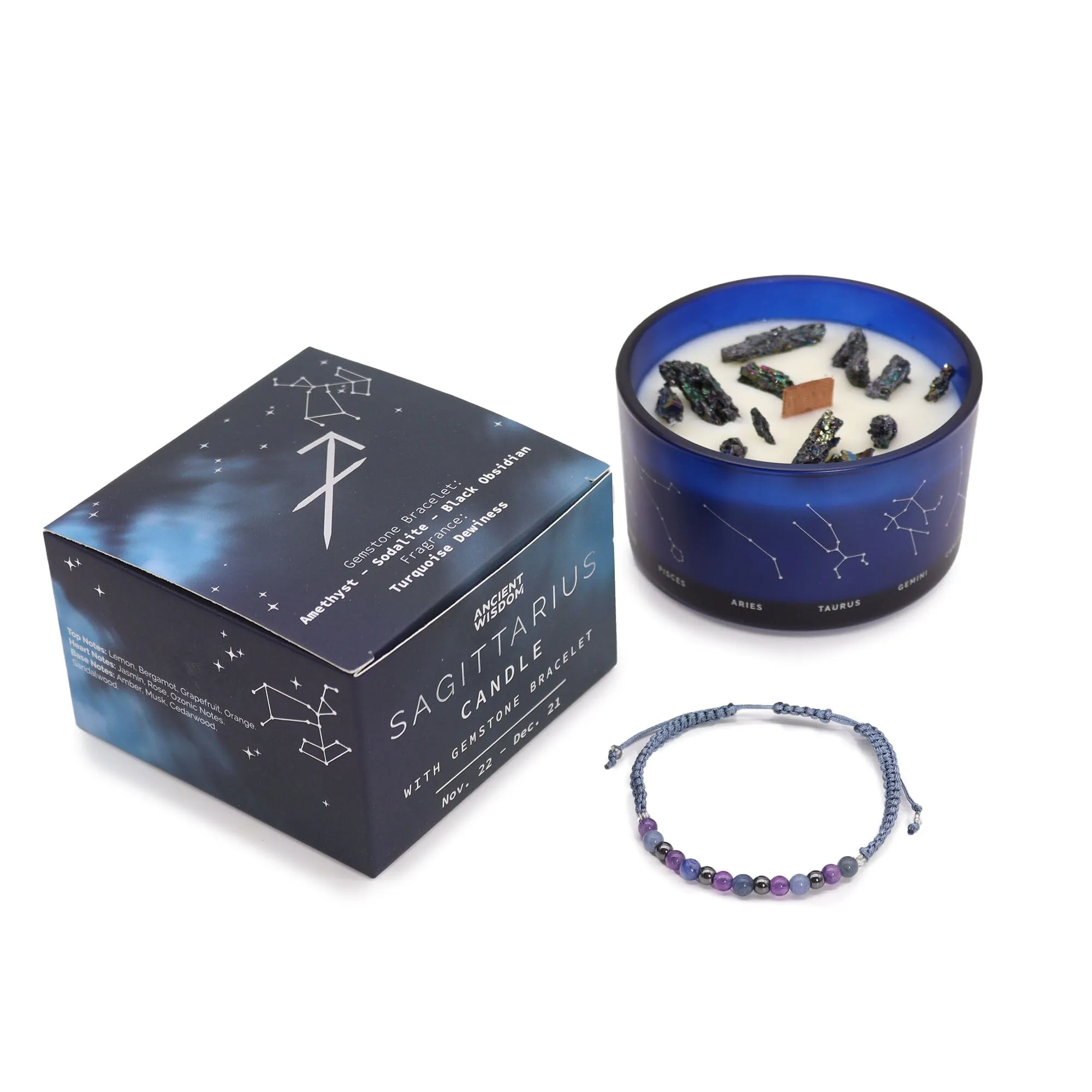 Zodiac Candle with Crystal Bracelet