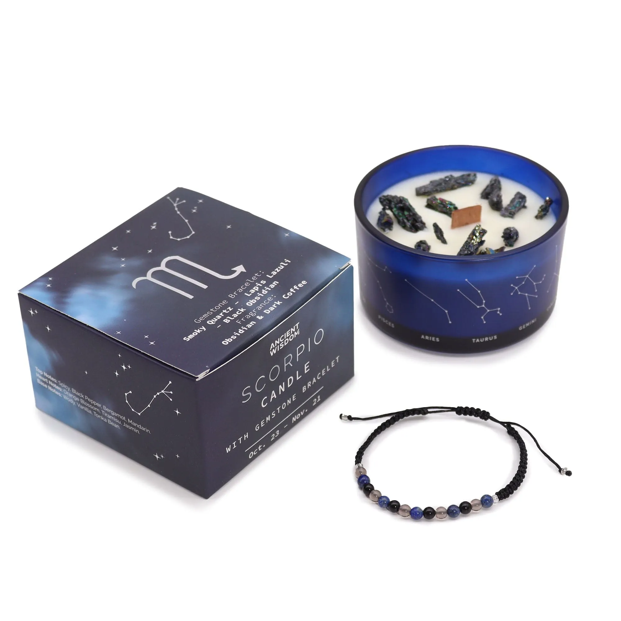 Zodiac Candle with Crystal Bracelet