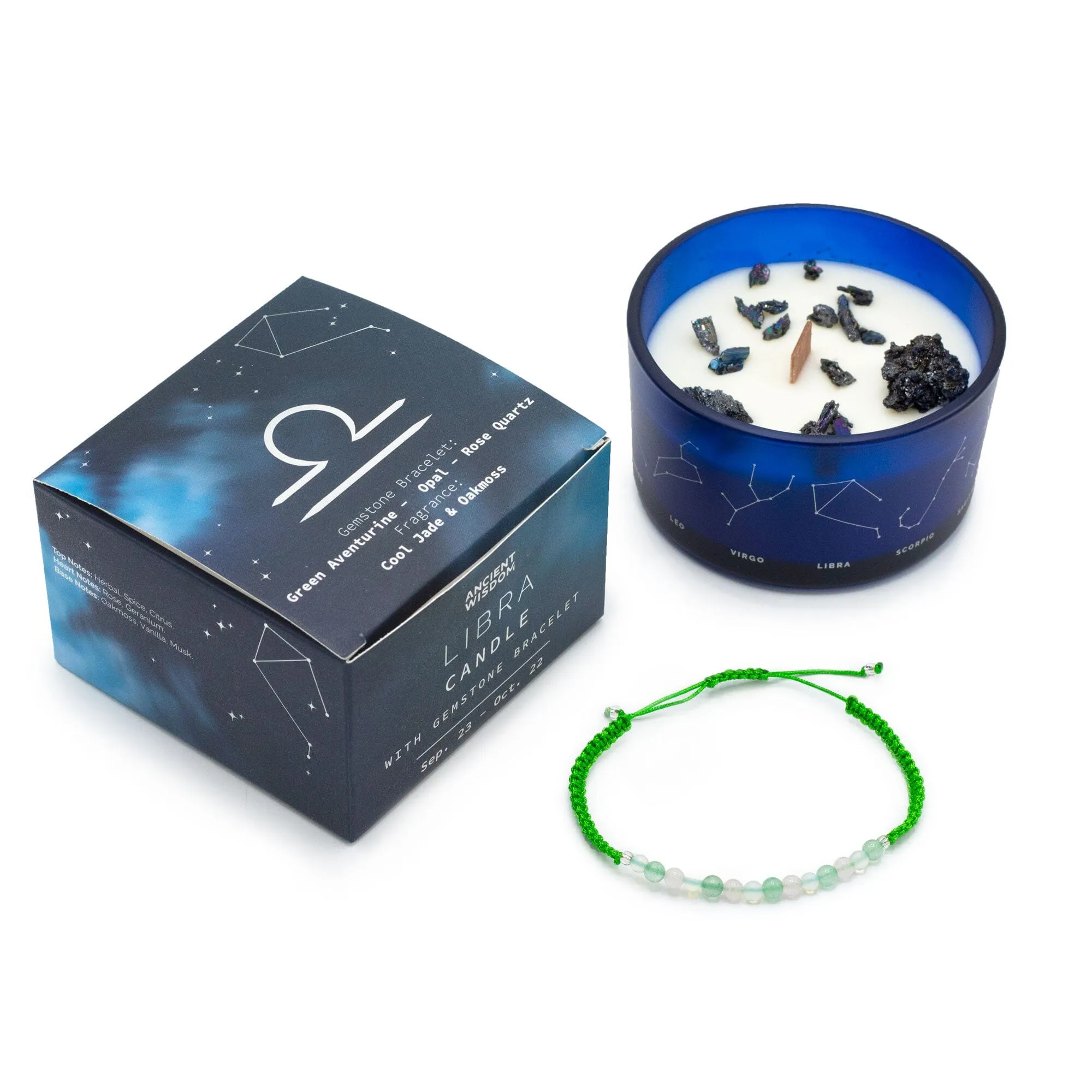 Zodiac Candle with Crystal Bracelet