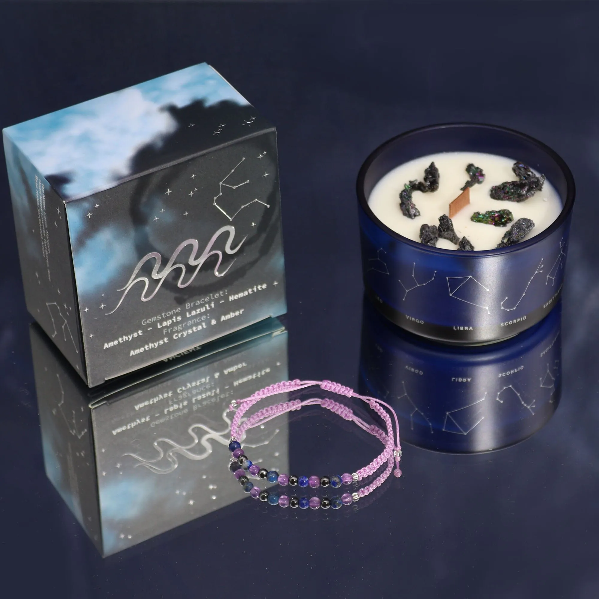Zodiac Candle with Crystal Bracelet