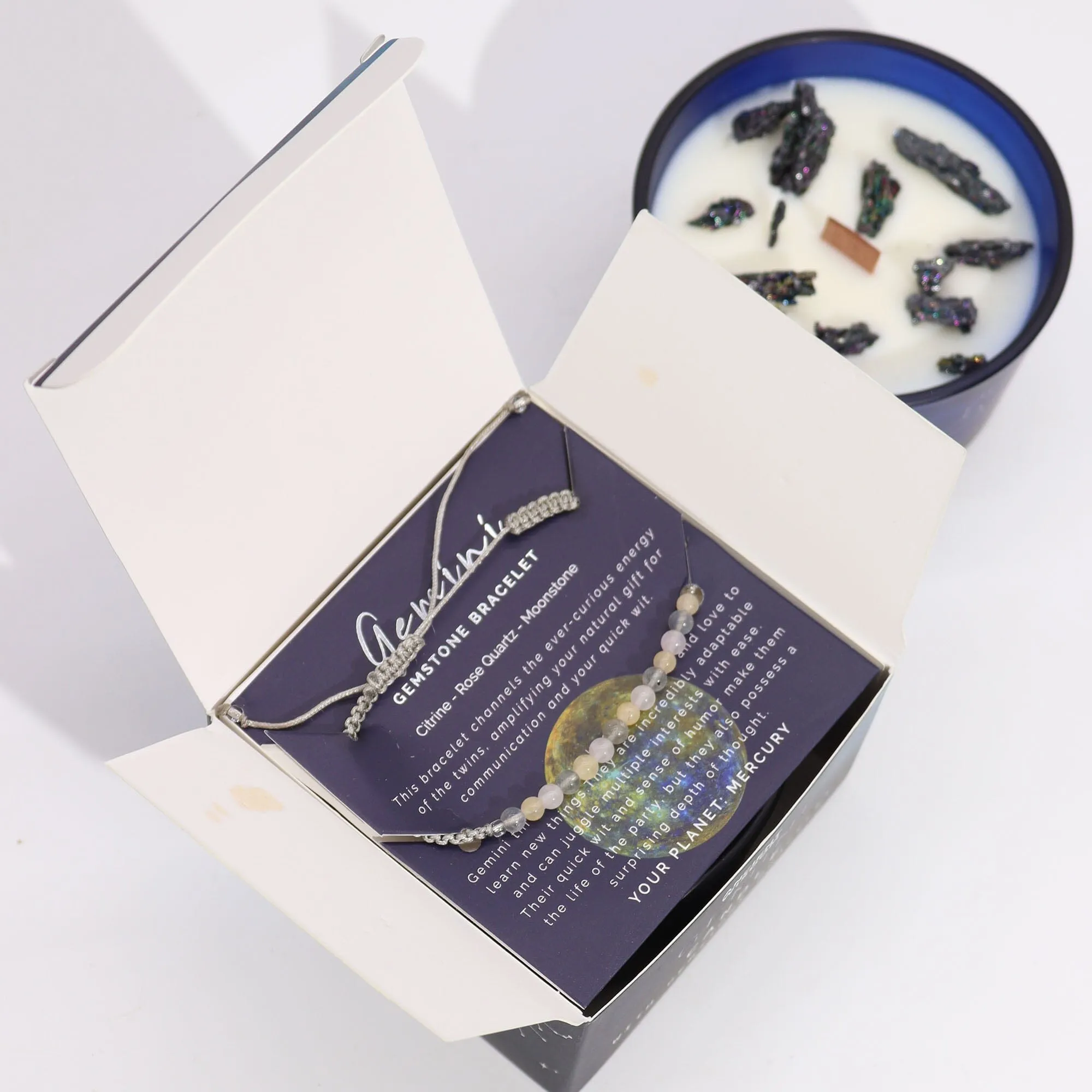 Zodiac Candle with Crystal Bracelet