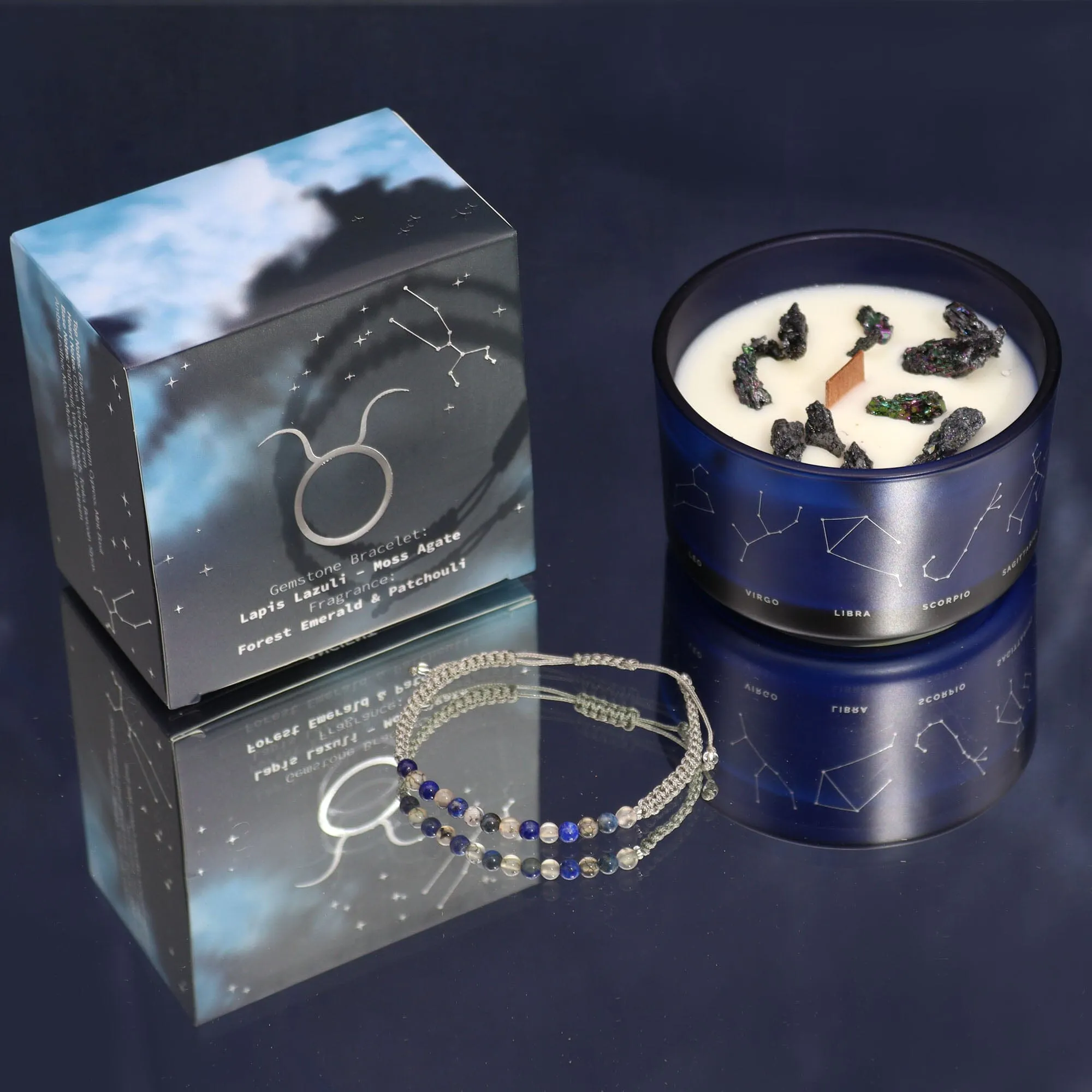 Zodiac Candle with Crystal Bracelet